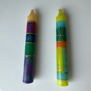 Set of 2 hand painted taper 6 in candles